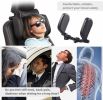 Car Travel Headrest Car Seat Headrest Pillow Adjustable PU Leather Head Neck Pillow Headrest for Travel Sleep Neck Support - black