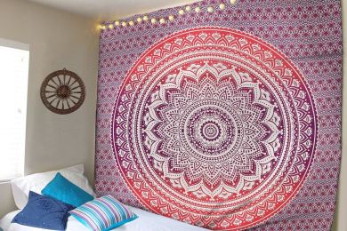Indian Mandala Tapestry Green Blue Flower Beautiful Wall Art Tapestry 210x150cm Bedspread Beach Towel Yoga Blanket Table Cloth - 5 - 150x230cm thick