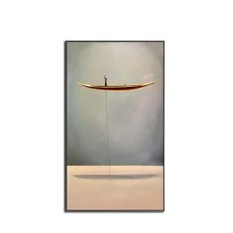 100 % Hand painted Canvas Paintings New Style Golden Boat painting Natural Landscape Creative Canvas Painting Wall Picture  No frame - 100x200cm