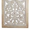 Attractive Mango Wood Wall Panel Hand Crafted With Intricate Details, White - BM01909