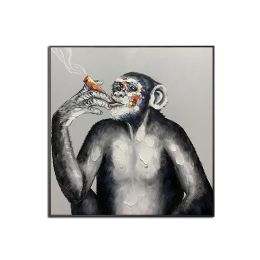 Large Hand painted Colorful Monkey Oil Paintings Handsome Animal Pictures wall art Gorilla Canvas Painting caudros picture  No Frame - 100x100cm