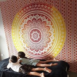 Indian Mandala Tapestry Green Blue Flower Beautiful Wall Art Tapestry 210x150cm Bedspread Beach Towel Yoga Blanket Table Cloth - 4 - 150x230cm thick