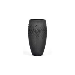 Handpainted Black Glass Vase | Painted Art Glass Oval Vase | Interior Design Home Room Decor | Table vase 12 inch - Black - 300