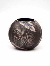 Handpainted Glass Vase for Flowers | Painted Art Glass Vase | Interior Design Home Room Decor | Table vase 6 inch - Brown - 180