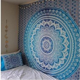 Indian Mandala Tapestry Green Blue Flower Beautiful Wall Art Tapestry 210x150cm Bedspread Beach Towel Yoga Blanket Table Cloth - 2 - 150x230cm thick