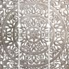 Hand Carved Panels Wooden Wall Art with Cutouts, Set of 3, Distressed White - UPT-225287