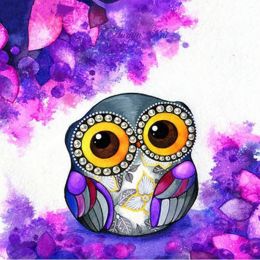 Diy Cartoon Owl Diamond Painting Embroidery Purple Animal Full Diamond Painting Stitch Resin Mosaic Diamond Picture Home Deco Homejoyr - 50x50