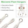 5 Packs Macrame Plant Hangers with 5 Hooks, Different Tiers, Handmade Cotton Rope Indoor Outdoor Boho Home Decor YJ - white