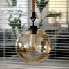 Vintage Industrial Loft Style Hemp Rope Hanging Pendant Light Ceiling Glass Lamp - 1 Pack