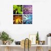 4 Panels Canvas Four Seasons Landscape Color Tree Painting Picture Prints Modern Artwork Stretched and Framed  Home Decoration - 12x12inchx4pcs