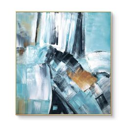 100% Modern Abstract Oil Painting large hand painted Abstract Painting Blue  Abstract Canvas for Wall Art Office Decoration - 90x90cm