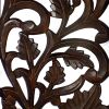 Mango Wood Wall Panel Hand Crafted with Leaves and Scroll Work Motif, Brown - BM80949