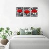 Red Rose Pictures for Living Room Black and Red Wall Art Modern Artwork for Bedroom Bathrooms Decor - 12x16inchx3pcs