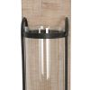 DunaWest 21 Inch Industrial Wall Mount Wood Candle Holder With Glass Hurrican, Set of 2, Black - Default