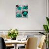 Teal Wall Decor Rose Canvas Wall Art for Bedroom Living Room Home Decor - 12x12inchx4pcs