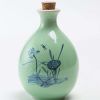 17oz Green Ceramic Wine Jar Chinese Style Empty Wine Flask Lotus Wine Bottle Small Flagon - Default