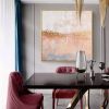 Hand Painted Gold Foil Abstract Oil Painting Wall Art Modern Minimalist Pink Picture Canvas Home Decor For Living Room No Frame - 90x90cm