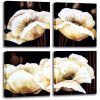 White Flower Wall Art Large Floral Poppy Room Wall Pictures Art Wall Decor Framed Canvas Artwork  Walls white Prints - 12x12inchx4pcs