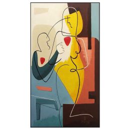 100% Hand Painted Abstract Oil Painting Wall Art Colorful Geometric Picture Modern On Canvas Decor For Living Room Office No Frame - 100x150cm