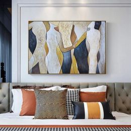100% Hand Painted Abstract Oil Painting Wall Art Figure Picture Modern On Canvas Decor For Living Room Office No Frame - 150x220cm
