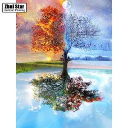 100% Full DIY 5D Diamond Painting Seasons Tree Cross Stitch Diamond Embroidery Patterns rhinestones Diamond Mosaic bk Homejoy - 50x65
