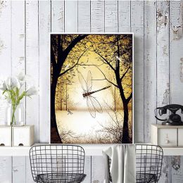 Diamond Painting Forest Dragonfly Cross Stitch Round Rhinestone Picture - 80x60cm - square