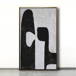 Handmade Top Selling Abstract Oil Painting  Wall Art Modern Minimalist Black and White Picture Canvas Home Decor For Living Room No Frame - 100x150cm
