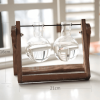 Hot selling home decor water planting glass flower vase with wooden frame creative modern glass vase - Two bottles