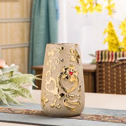 Ceramic Vase Electroplating Gold European Style Home Living Room Decoration - 1style