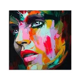 Character Face Oil Painting Hand Painted Francoise Nielly Style Knife Portrait Canvas Painting Wall Art Pictures Home Decoration - 60x60cm