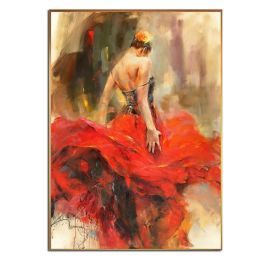 Ha's Art Handmade Abstract Oil Painting Wall Art Modern Beautiful Dancing Girl Picture Canvas Home Decor For Living Room Bedroom No Frame - 70x140cm