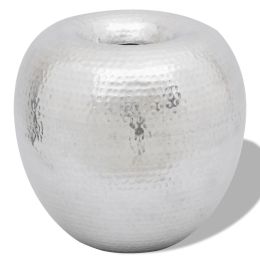 Hammered Aluminum Vintage-Style Decorative Vase - Silver