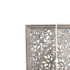 Hand Carved Panels Wooden Wall Art with Cutouts, Set of 3, Distressed White - UPT-225287