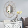 Free shipping Iron Wall Mirror Radial Triangle Round Mirror Iron Wall Mirror Decorative Mirror 25.5inch  Golden  YJ - Gold