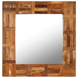 Wall Mirror Solid Reclaimed Wood 23.6"x23.6" - Brown