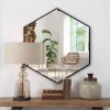DunaWest 24 Inch Hexagon Modern Geometric Hanging Accent Wall Mirror, Metal Frame, Black - Default