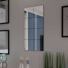 Frameless Mirror Tiles Glass 8 pcs 8.1" - Silver
