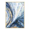 Modern Wall Art Pictures 100% hand painted Gold Foil Blue Canvas Oil Painting Wall Pictures For Living Room Decor Abstract Art No Frame - 90x120cm