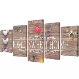 Canvas Wall Print Set Home Sweet Home Design 79" x 39" - Multicolour