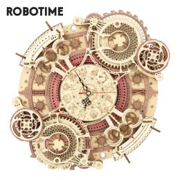 Robotime ROKR Zodiac Wall Clock 3d Wooden Puzzle Model Toys for Children Kids LC601 - LC601 Zodiac Wall Clock