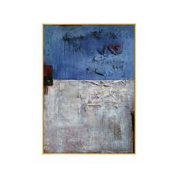 Nordic Minimalist Style Picture Imagine Blue Gray Canvas Painting Poster Abstract Handmade Prop Wall Art for Living Room Decor - 60x90cm