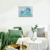 Blue Wall Art Decoration Retro Flower Painting 1 Panel Floral Canvas Wall Art for Bedroom Bathroom Living Room Decor - 12inchx16inch