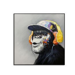 Top Artist Pure Hand-painted High Quality Modern Art Gorilla Oil Painting on Canvas Abstract Funny Animal Monkey Oil Painting No Framed - 70x70cm