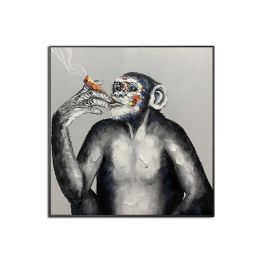 Large Hand painted Colorful Monkey Oil Paintings Handsome Animal Pictures wall art Gorilla Canvas Painting caudros picture  No Frame - 60x60cm