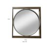 DunaWest Rectangular Beveled Wall Mirror with Round Inner Frame, Brown - Default