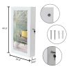 Free shipping Jewelry Cabinet Armoire with Mirror, Wall-Mounted Space Saving Jewelry Storage Organizer Hanging Wall Mirror White  YJ - white