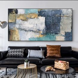 Abstract Hand Painted Color Block Oil Painting on The Canvas Posters and Modern Wall Art Picture for Living Room Decor - 60x120cm