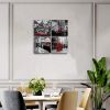 Red Bus Canvas Prints Wall Art  Decor,Cityscape Street View Pictures Modern Framed Artwork  Bathroom Decorations - 12inchx12inchx4pcs