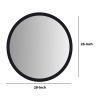 DunaWest 28 Inch Round Wooden Floating Beveled Wall Mirror, Black - UPT-226272