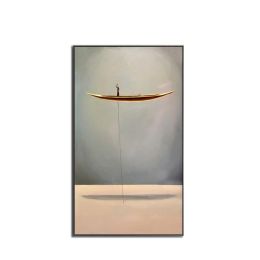 100 % Hand painted Canvas Paintings New Style Golden Boat painting Natural Landscape Creative Canvas Painting Wall Picture  No frame - 60x90cm